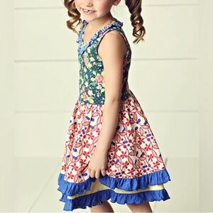 Matilda Jane Ferris Wheel Dress Striped Floral Patriotic Twirl Dress Size 6